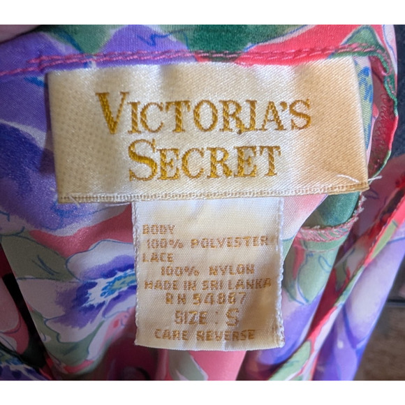 VTG 90s Y2K Victorias Secret Gold Label Pink Fairy Floral Lace Trim Slip Dress S - Picture 7 of 8